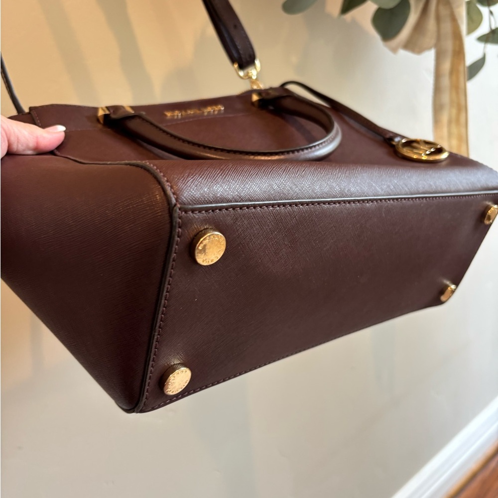 Michael Kors Plum Leather Satchel with Gold Hardware - Picture 4 of 4